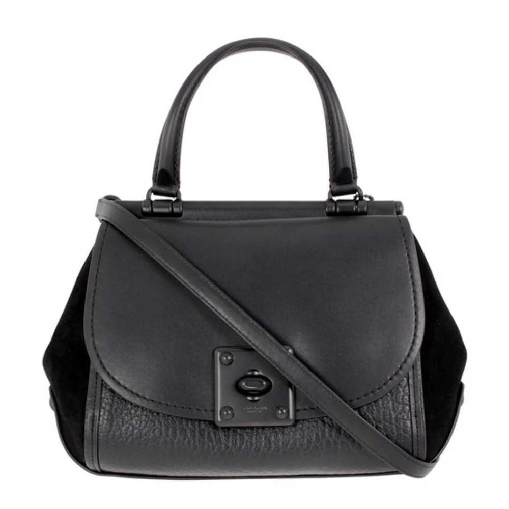 Coach Drifter Top-Handle Bag in Black, Full-Grain/Suede/Pebbled Leather